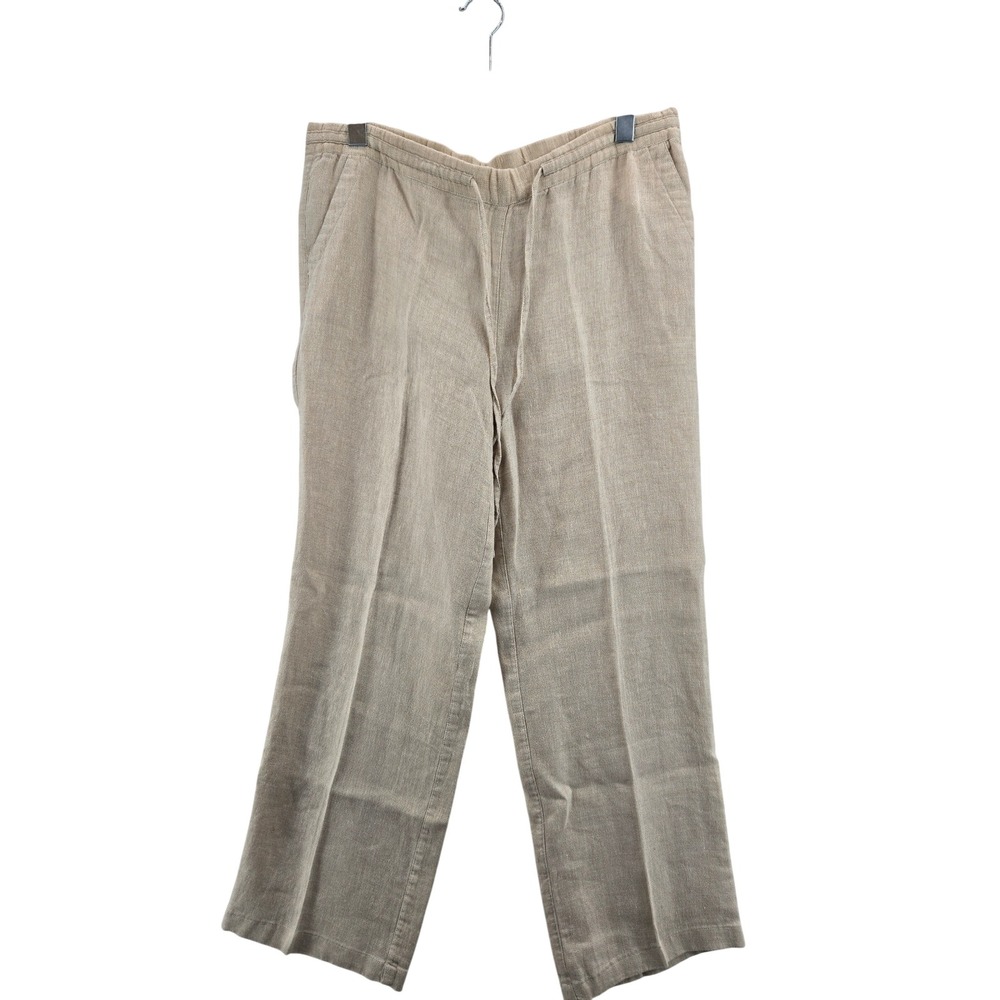Charter‎ Club Luxury Womens Linen Blend Metallic Wide Leg Pants Beige Medium